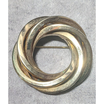 Vintage Square Tube Knot Gold Tone Brooch