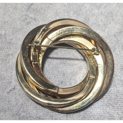 Vintage Square Tube Knot Gold Tone Brooch