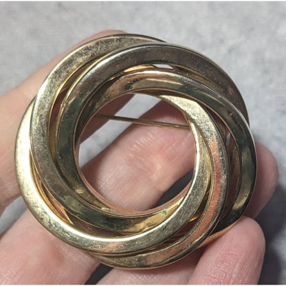 Vintage Square Tube Knot Gold Tone Brooch