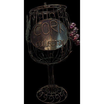 Rustic Farmhouse Wine Lover Metal Cork Collector Decorative Wine Glass Cork Holder