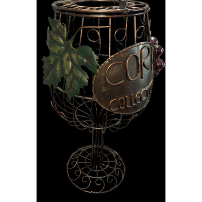 Rustic Farmhouse Wine Lover Metal Cork Collector Decorative Wine Glass Cork Holder