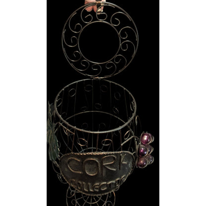Rustic Farmhouse Wine Lover Metal Cork Collector Decorative Wine Glass Cork Holder