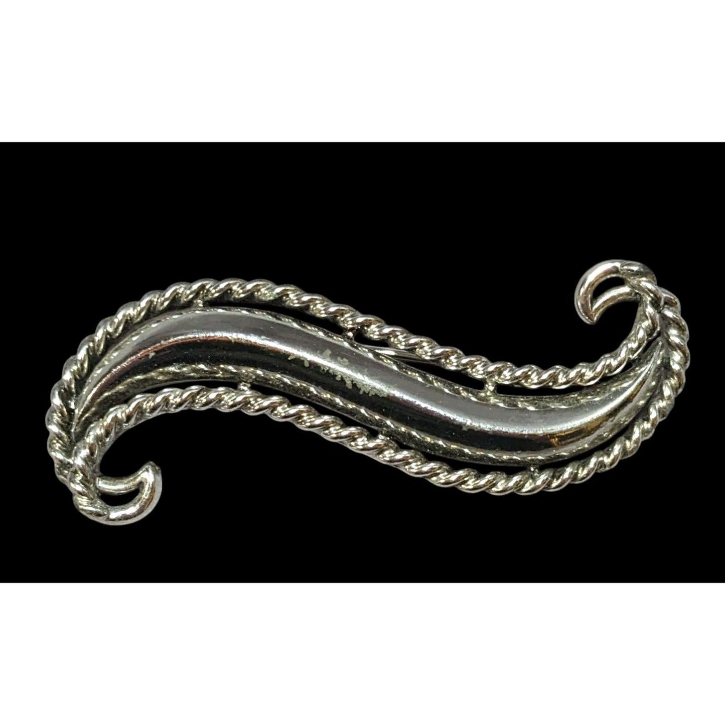 Vintage Silver Tone Art Nouveau Whimsical Swirl Brooch