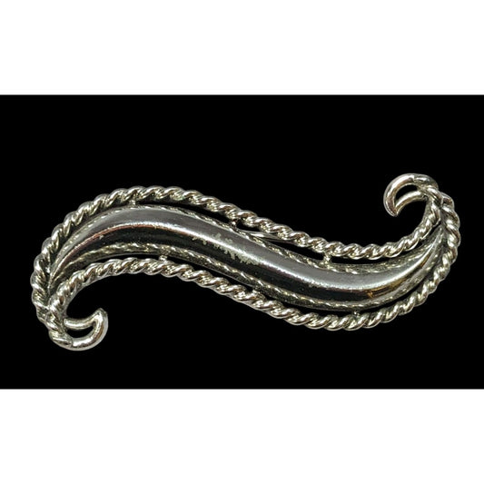 Vintage Silver Tone Art Nouveau Whimsical Swirl Brooch