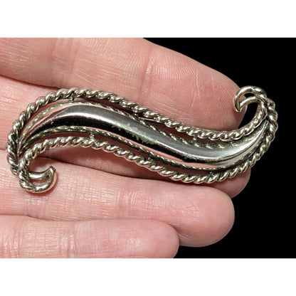 Vintage Silver Tone Art Nouveau Whimsical Swirl Brooch