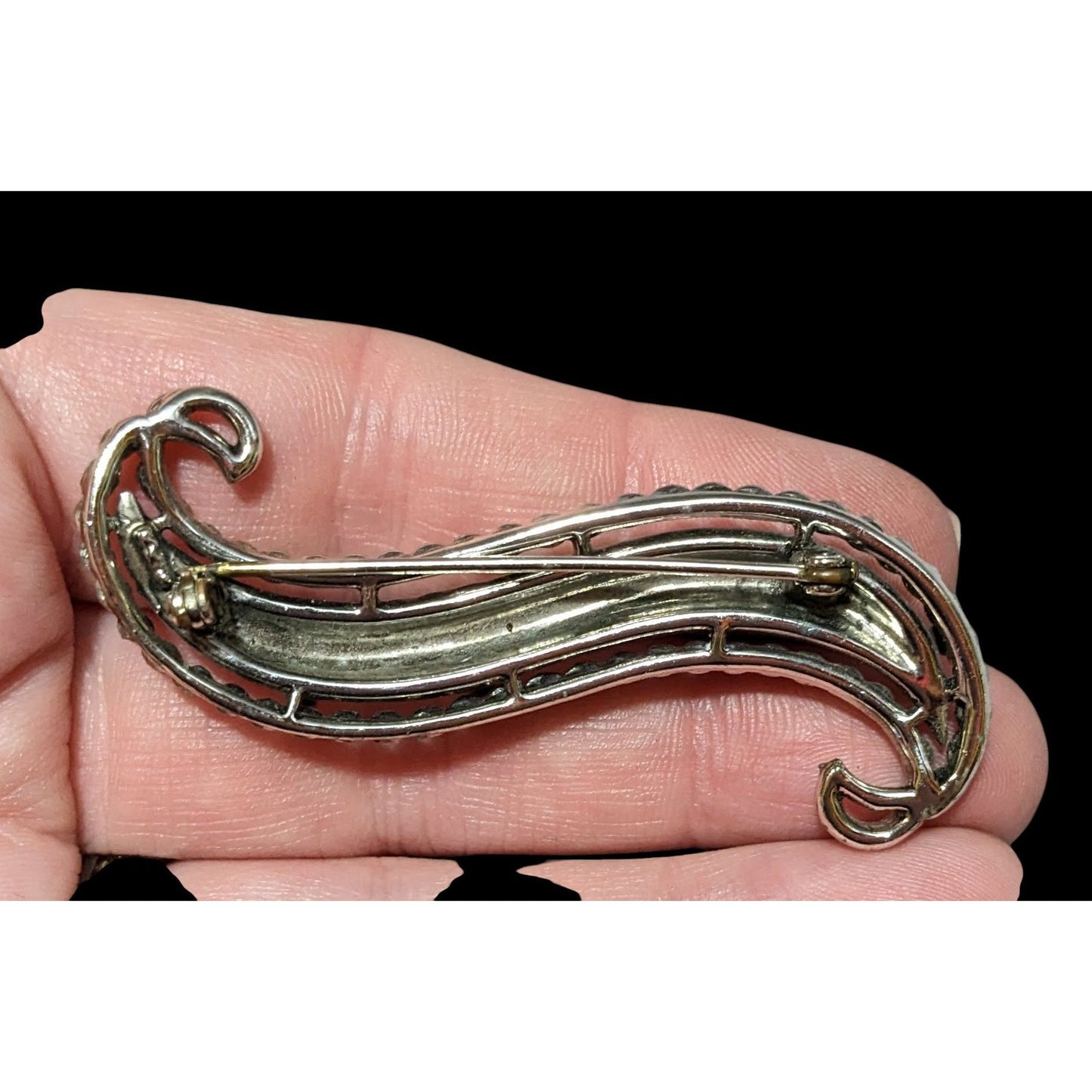 Vintage Silver Tone Art Nouveau Whimsical Swirl Brooch