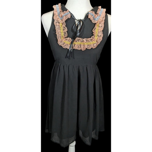 Re:Named Coquette Retro Ruffle Bodice Sheer Back Dress