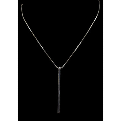 Elegant Modern Bright Silver Tone Pillar Pendant Necklace
