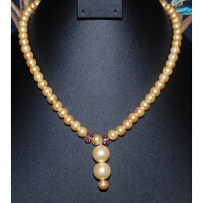 Elegant Modern Faux Pearl And Glass Beaded Necklace