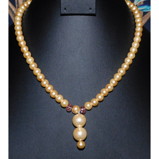 Elegant Modern Faux Pearl And Glass Beaded Necklace