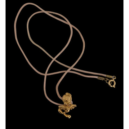90s Y2K Cartooncore Tweety Bird Angel Gold Tone Pendant Necklace