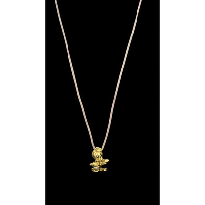 90s Y2K Cartooncore Tweety Bird Angel Gold Tone Pendant Necklace