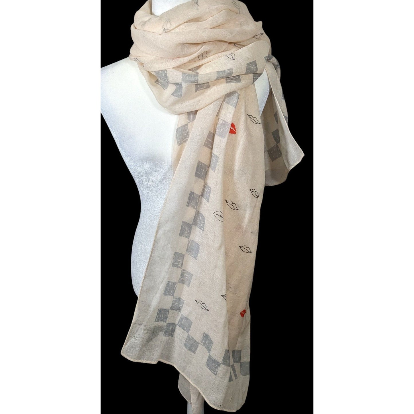 Rag & Bone Checkerboard Lip Print Shawl/Scarf