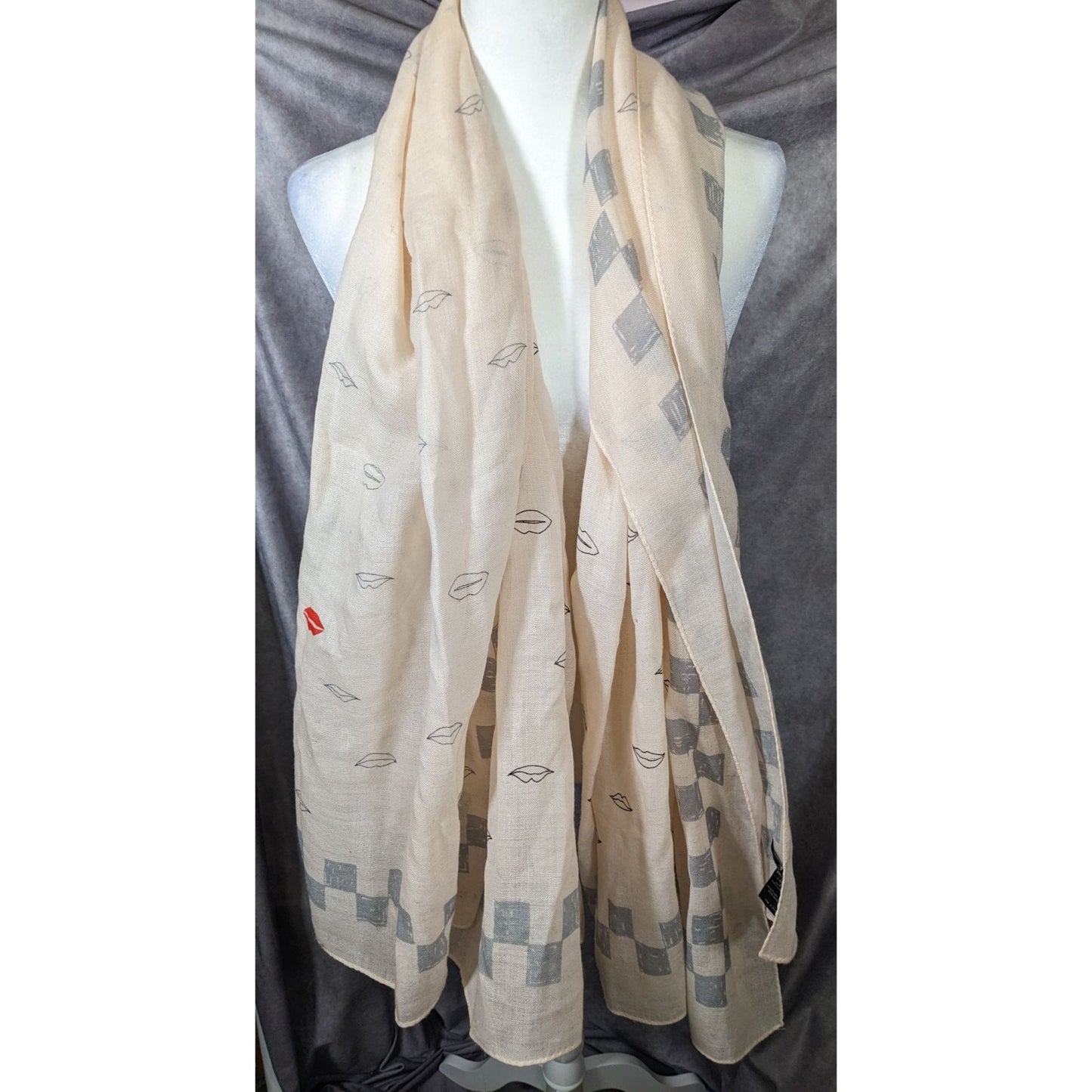 Rag & Bone Checkerboard Lip Print Shawl/Scarf