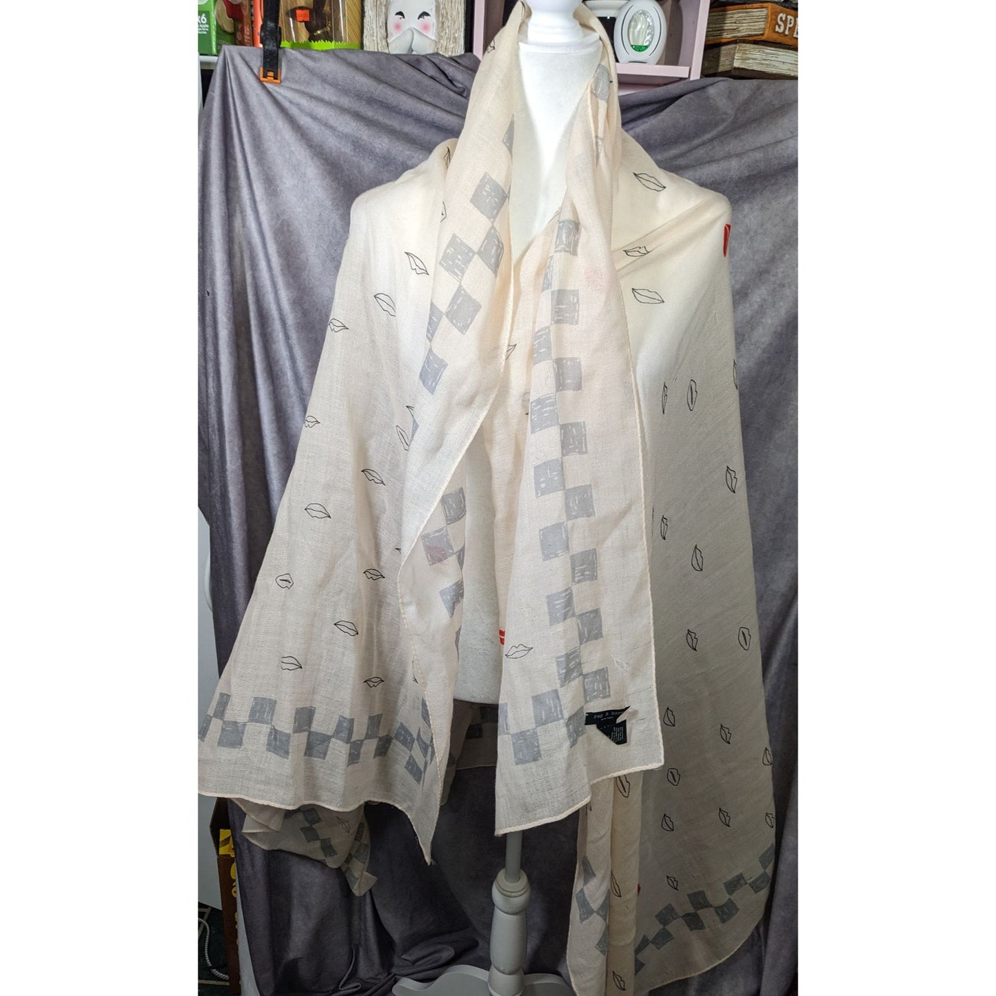 Rag & Bone Checkerboard Lip Print Shawl/Scarf