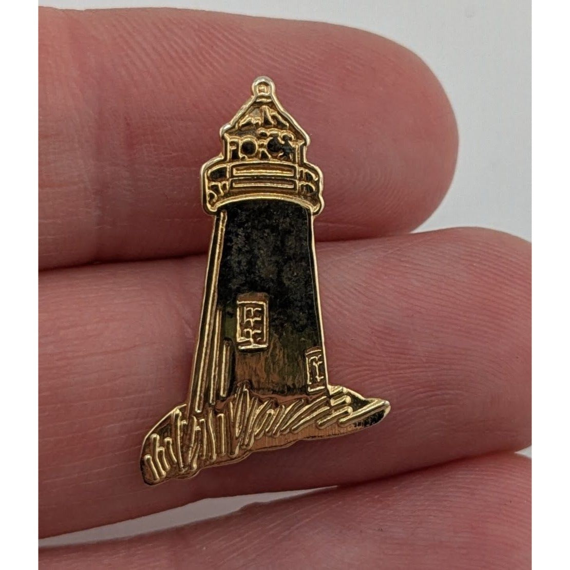 Coastal Nautical Vintage Gold Lighthouse Lapel Pin