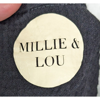 Millie & Lou Black Cropped Tee With White Hand Print
