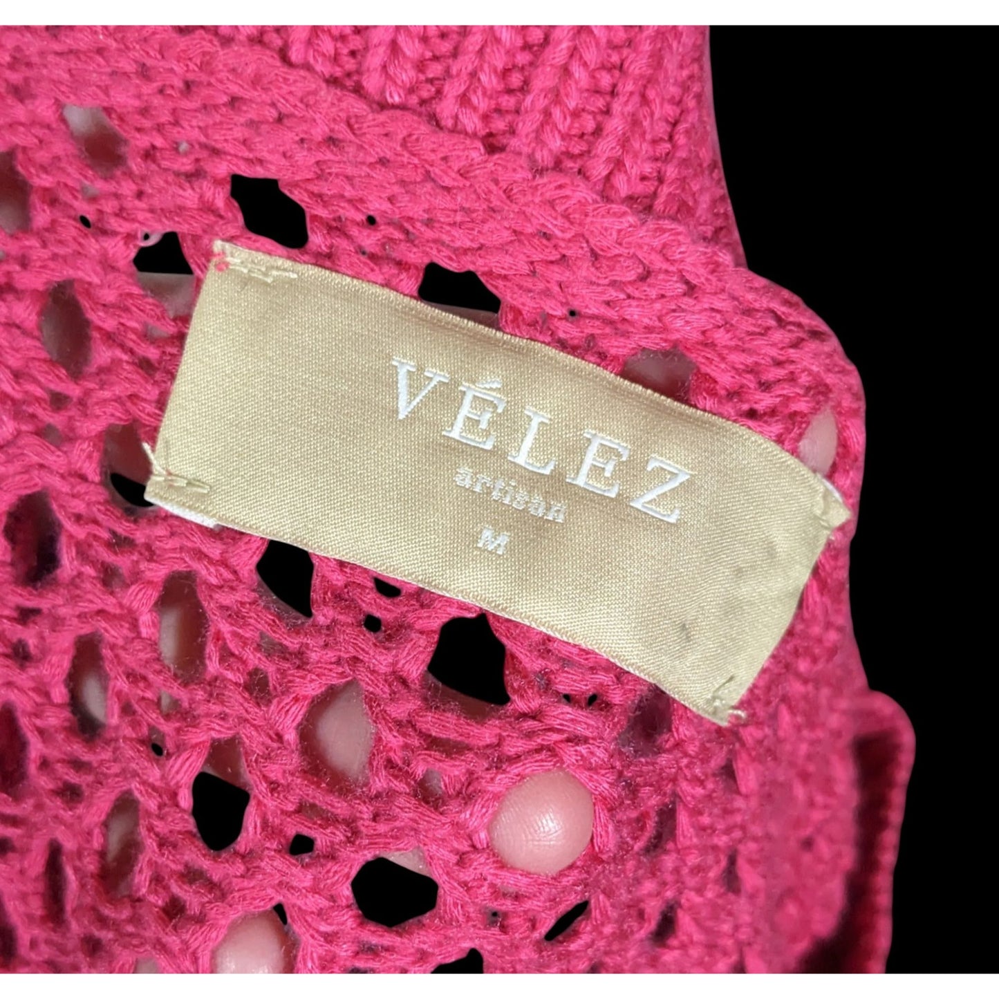 Velez Artisan Pink Asymmetrical Sweater With Orange Cuffs