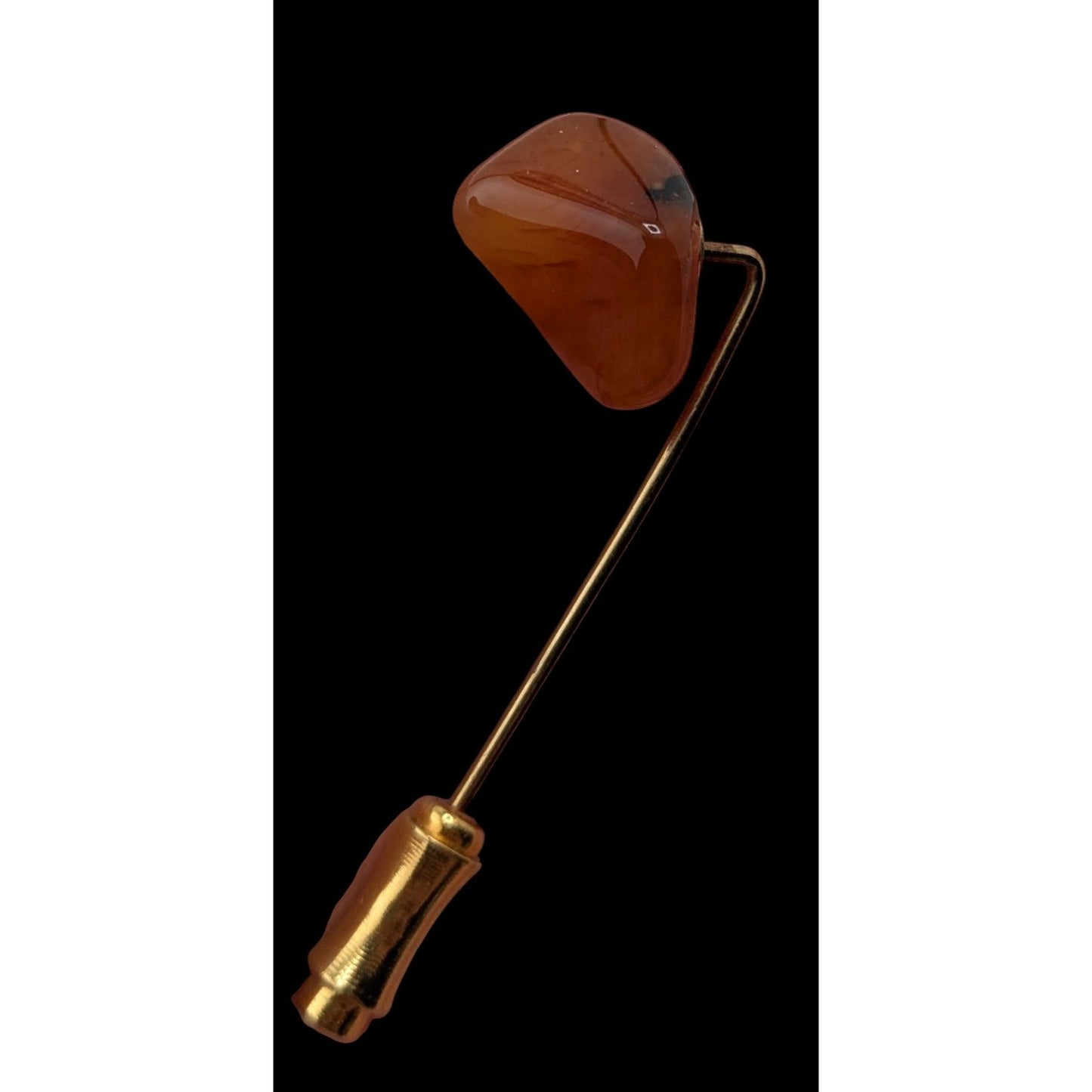 Vintage Carnelian Stone Stick Pin Gold Tone Hat Lapel Scarf Pin