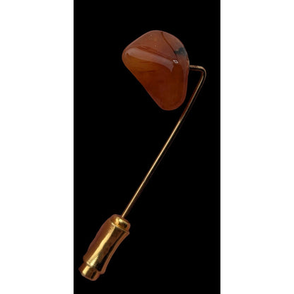 Vintage Carnelian Stone Stick Pin Gold Tone Hat Lapel Scarf Pin