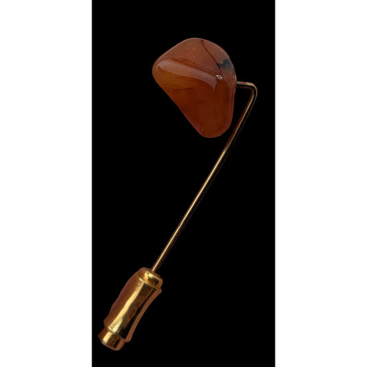 Vintage Carnelian Stone Stick Pin Gold Tone Hat Lapel Scarf Pin