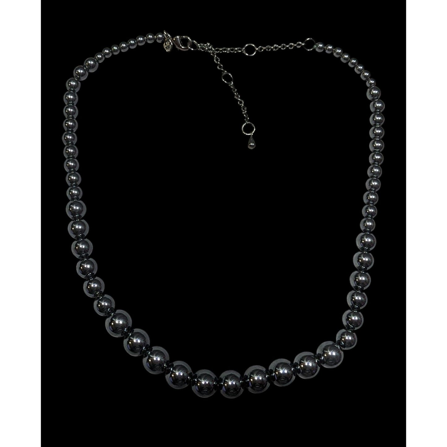 Vintage Premier Designs Graduated Hematite Beaded Necklace