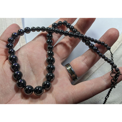 Vintage Premier Designs Graduated Hematite Beaded Necklace