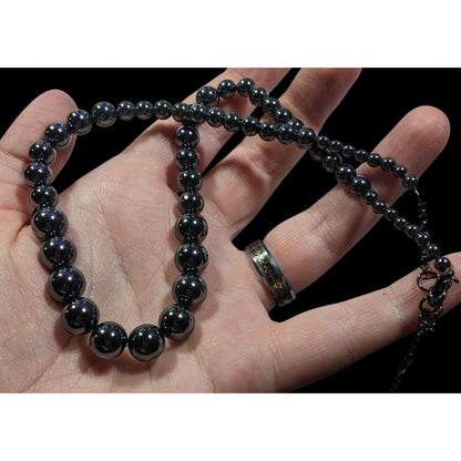 Vintage Premier Designs Graduated Hematite Beaded Necklace