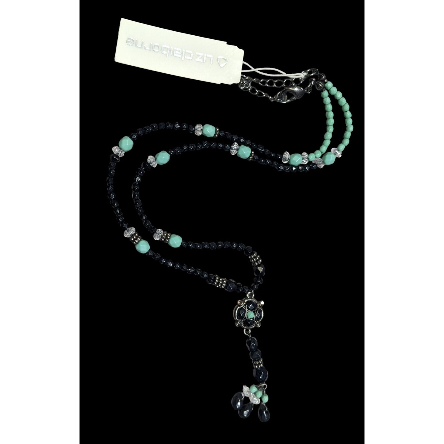 Liz Claiborne Bohemian Black And Blue Beaded Necklace