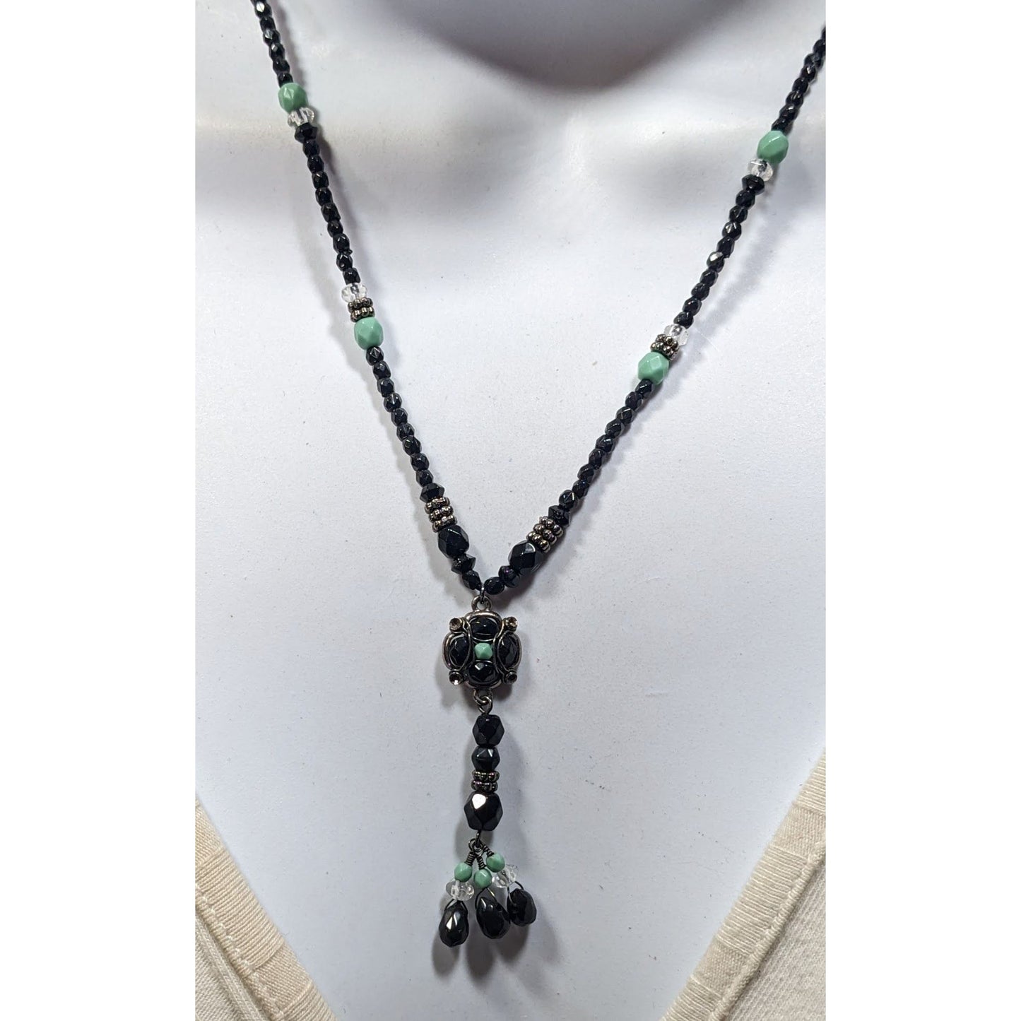 Liz Claiborne Bohemian Black And Blue Beaded Necklace