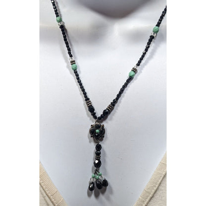 Liz Claiborne Bohemian Black And Blue Beaded Necklace