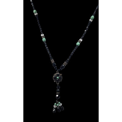 Liz Claiborne Bohemian Black And Blue Beaded Necklace