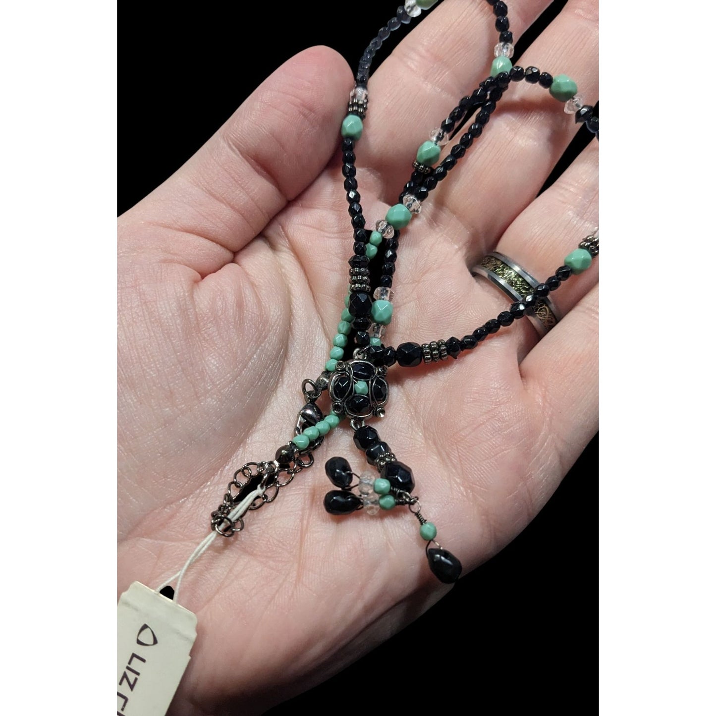 Liz Claiborne Bohemian Black And Blue Beaded Necklace