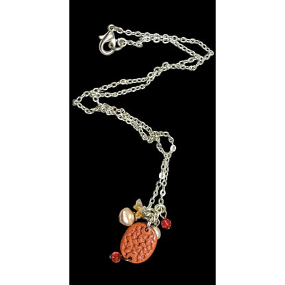 Nature Inspired Pink And Red Cluster Charm Pendant Necklace