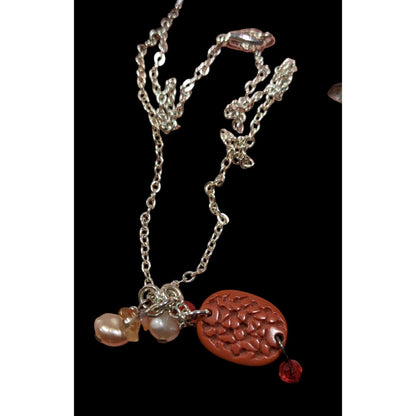 Nature Inspired Pink And Red Cluster Charm Pendant Necklace