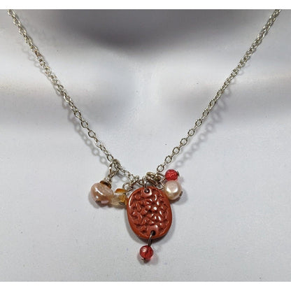 Nature Inspired Pink And Red Cluster Charm Pendant Necklace