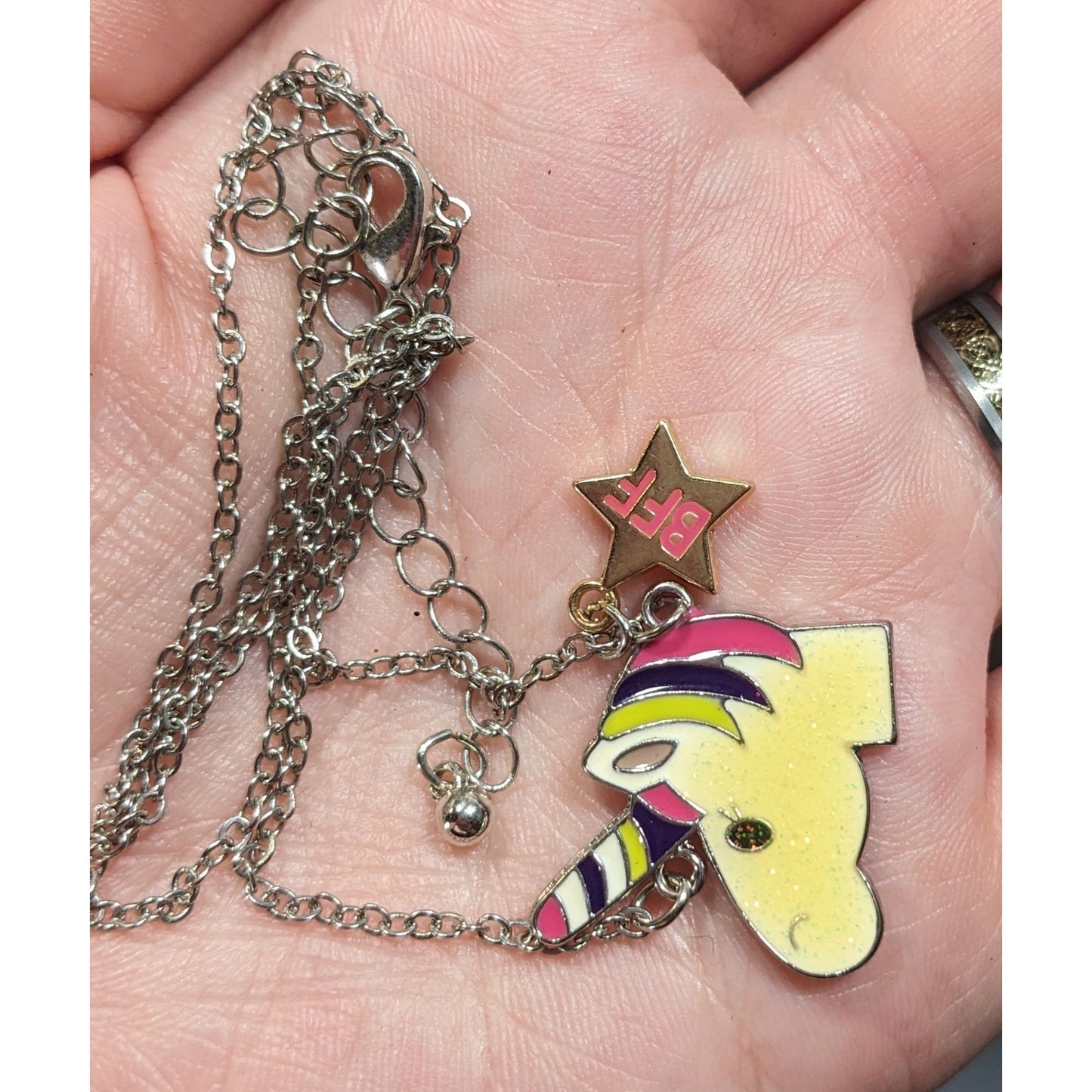 Glitter Unicorn BFF Pendant Necklace With Star Charm