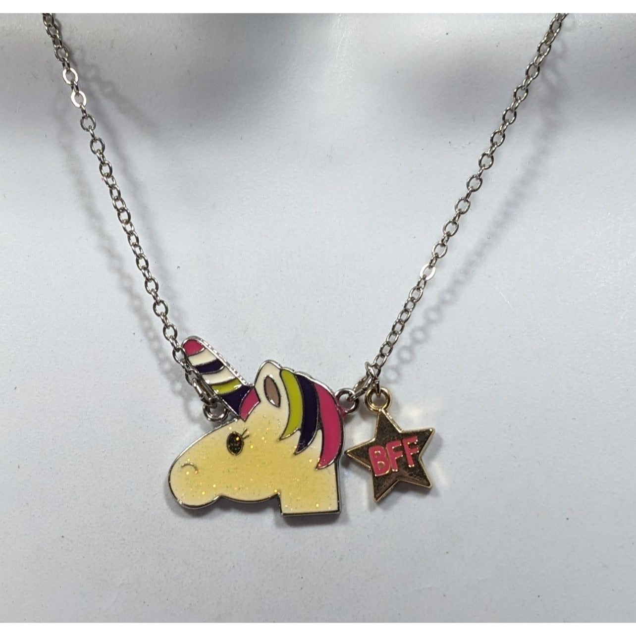 Glitter Unicorn BFF Pendant Necklace With Star Charm
