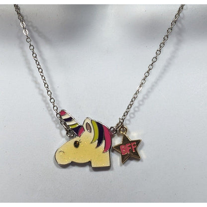 Glitter Unicorn BFF Pendant Necklace With Star Charm