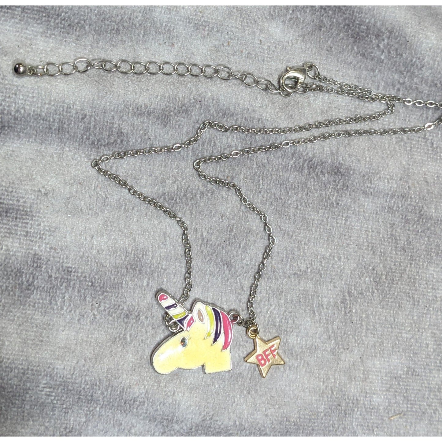 Glitter Unicorn BFF Pendant Necklace With Star Charm