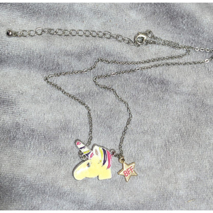 Glitter Unicorn BFF Pendant Necklace With Star Charm