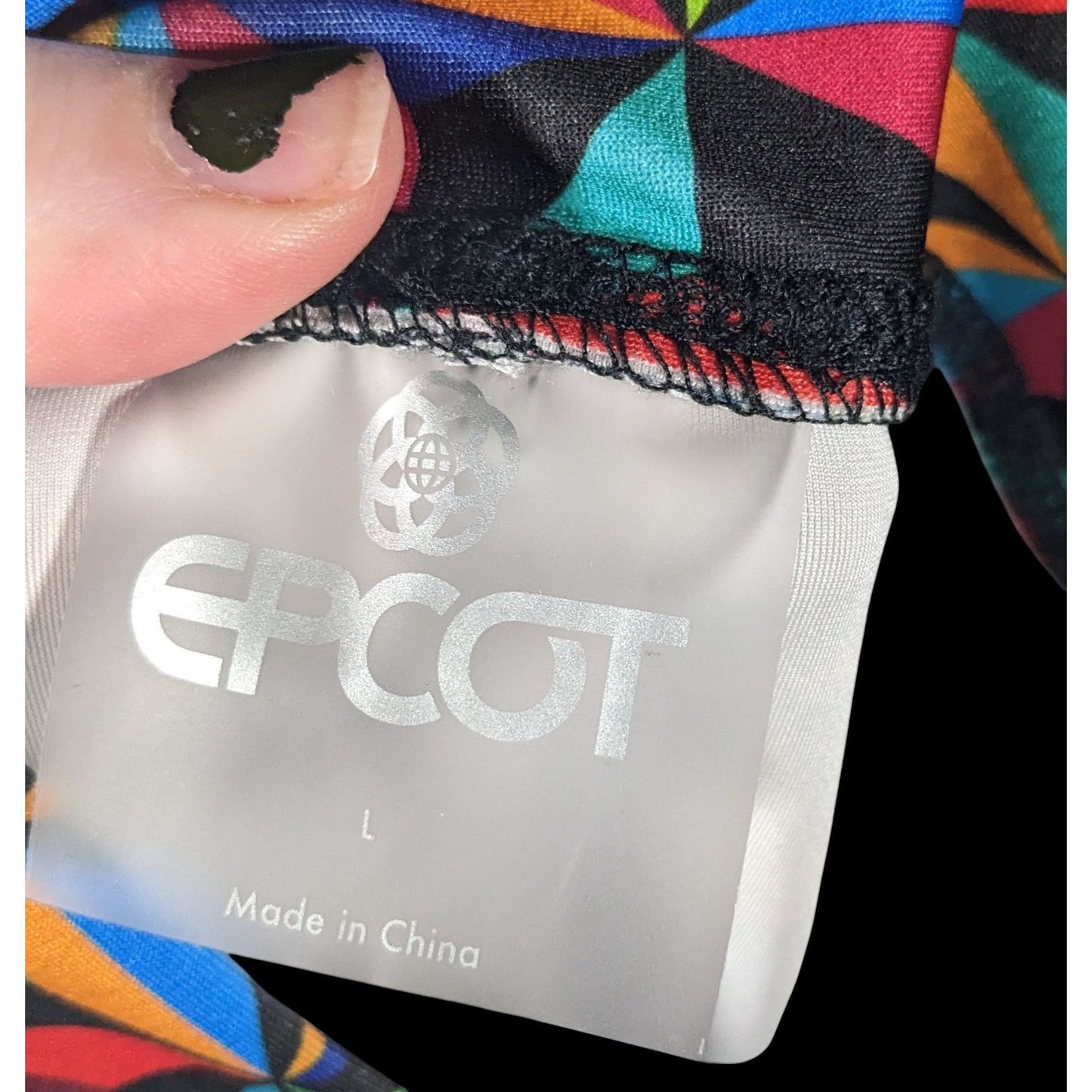 Disney Epcot Rainbow Geometric Print Leggings Size Large