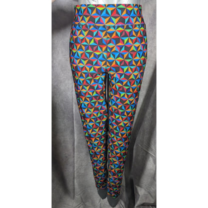 Disney Epcot Rainbow Geometric Print Leggings Size Large