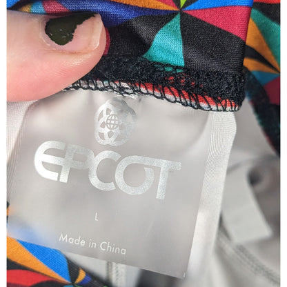 Disney Epcot Rainbow Geometric Print Leggings Size Large