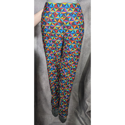 Disney Epcot Rainbow Geometric Print Leggings Size Large