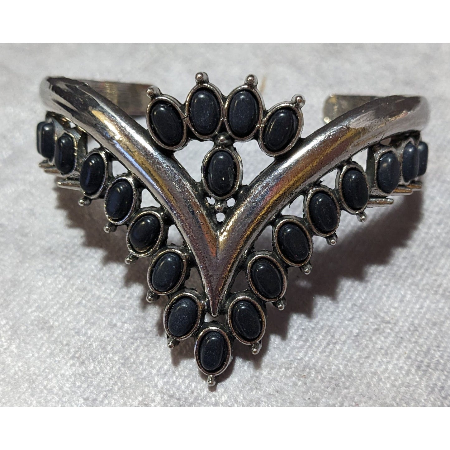 Gothic Vampire Black And Silver Tone Cuff Bracelet