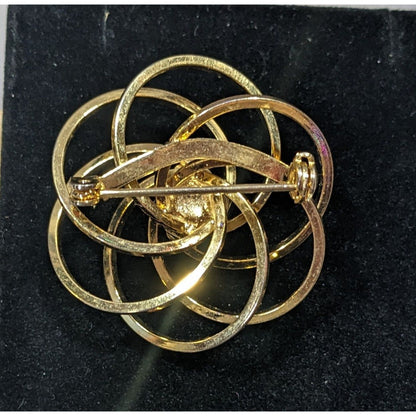 Vintage Atomic Swirl Floral Brooch With Faux Pearl Accent