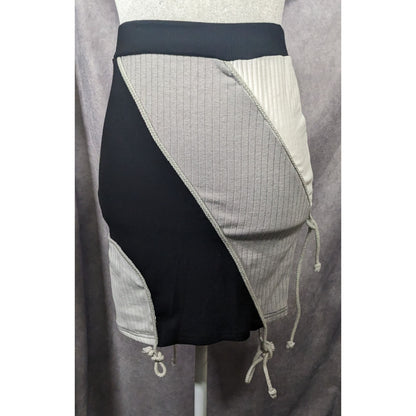 Akira Black White And Grey Diagonal Colour Block Ribbed Skirt Size Small