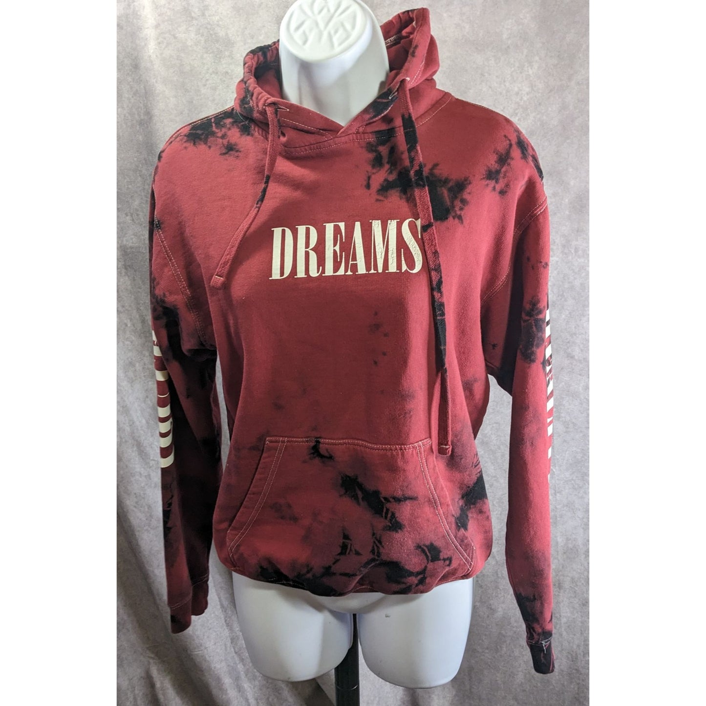 PacSun Womens Tie-Dye Hoodie Dreams Print Red & Black Size Small