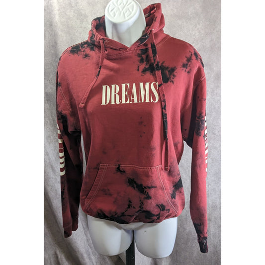PacSun Womens Tie-Dye Hoodie Dreams Print Red & Black Size Small